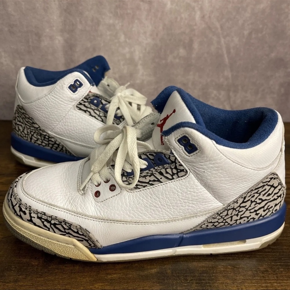 Nike Air Jordan 3 Retro White True Blue 2011 Size 7y GS 398614-104 Youth Sneaker